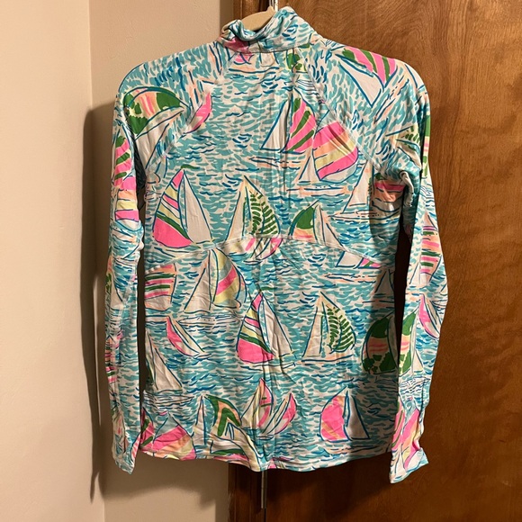 Lilly Pulitzer Luxletic Zip Up Sailboat Print Top - Picture 3 of 3